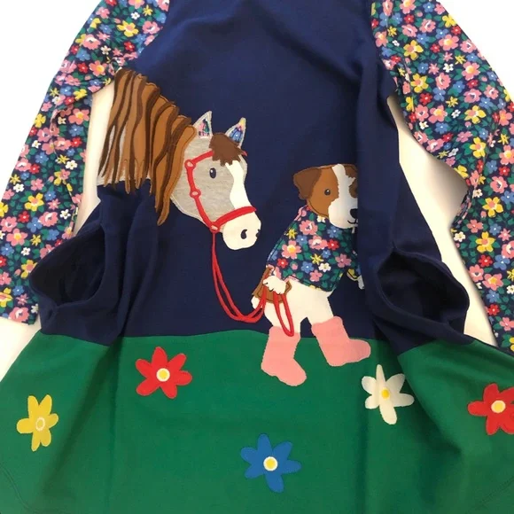 NWT Mini Boden Appliqu Horse Dress - rasspropiedades.cl